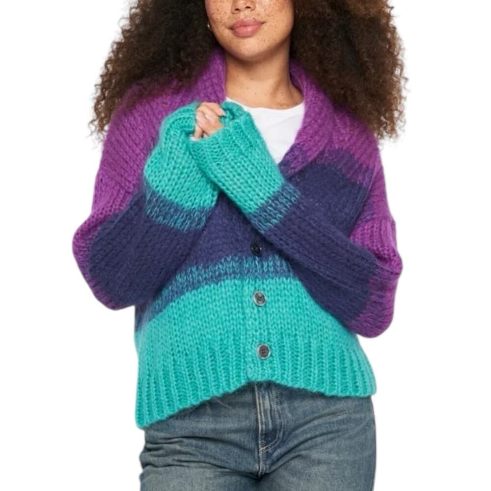 NWT Spiritual Gangster Royce Striped Button Front Chunky Cardigan Sweater Sz XS